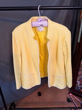 LOFT Lemon Yellow Textured Open-Front Blazer